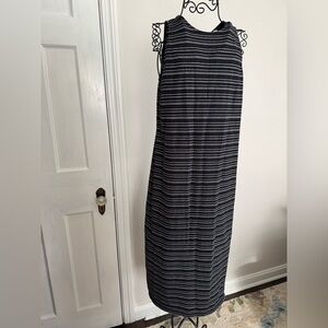 LOFT Black and White Striped Dress